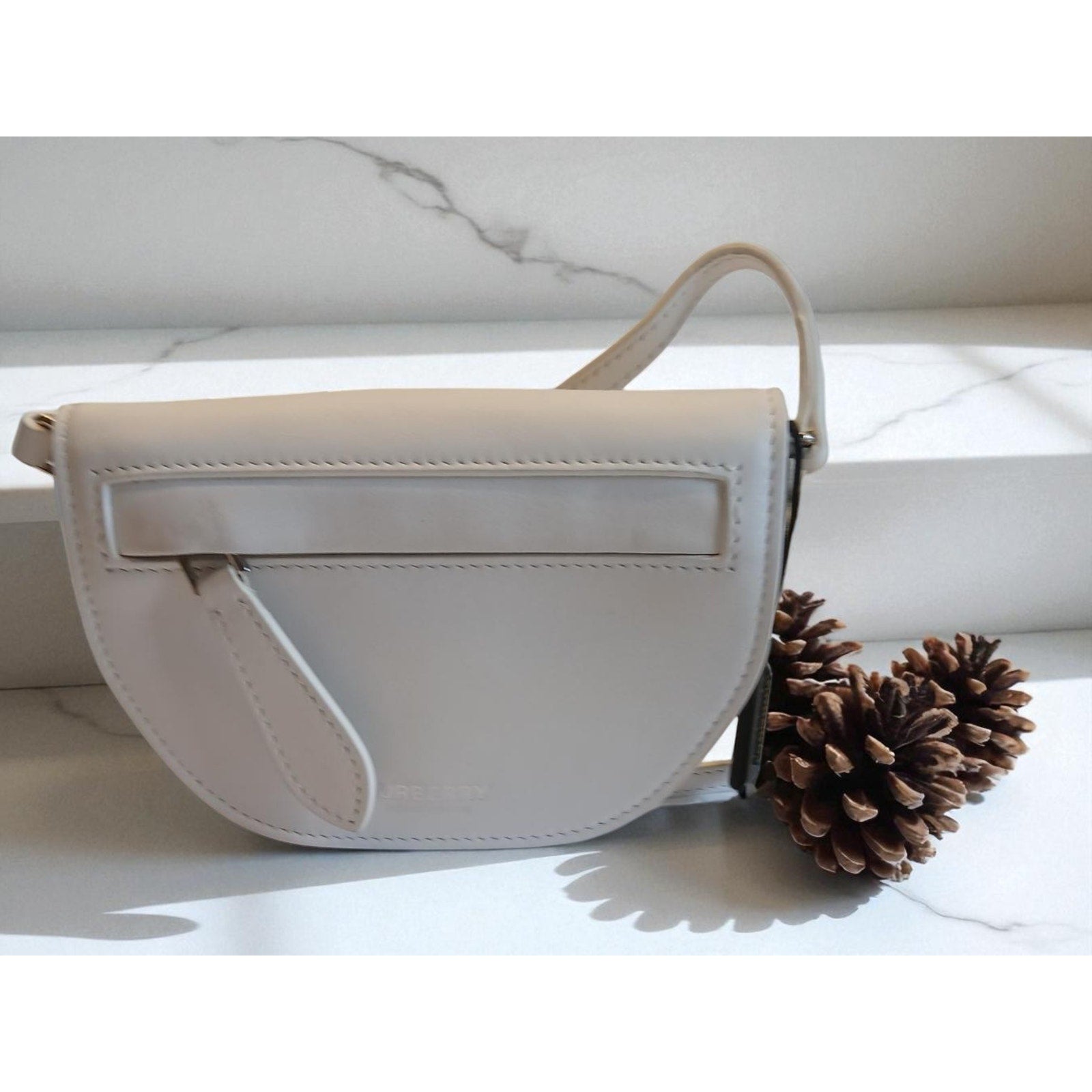 New - Burberry Olympia Micro Mini Leather Shoulder Bag Optic White