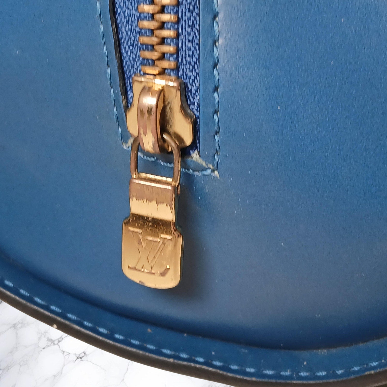 Louis Vuitton Soufflot Mother-&-Child Epi Leather Vintage Barrel Bag Toledo Blue