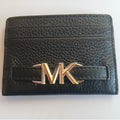 Michael Kors Black and Gold Large Leather Card Holder Wallet, New