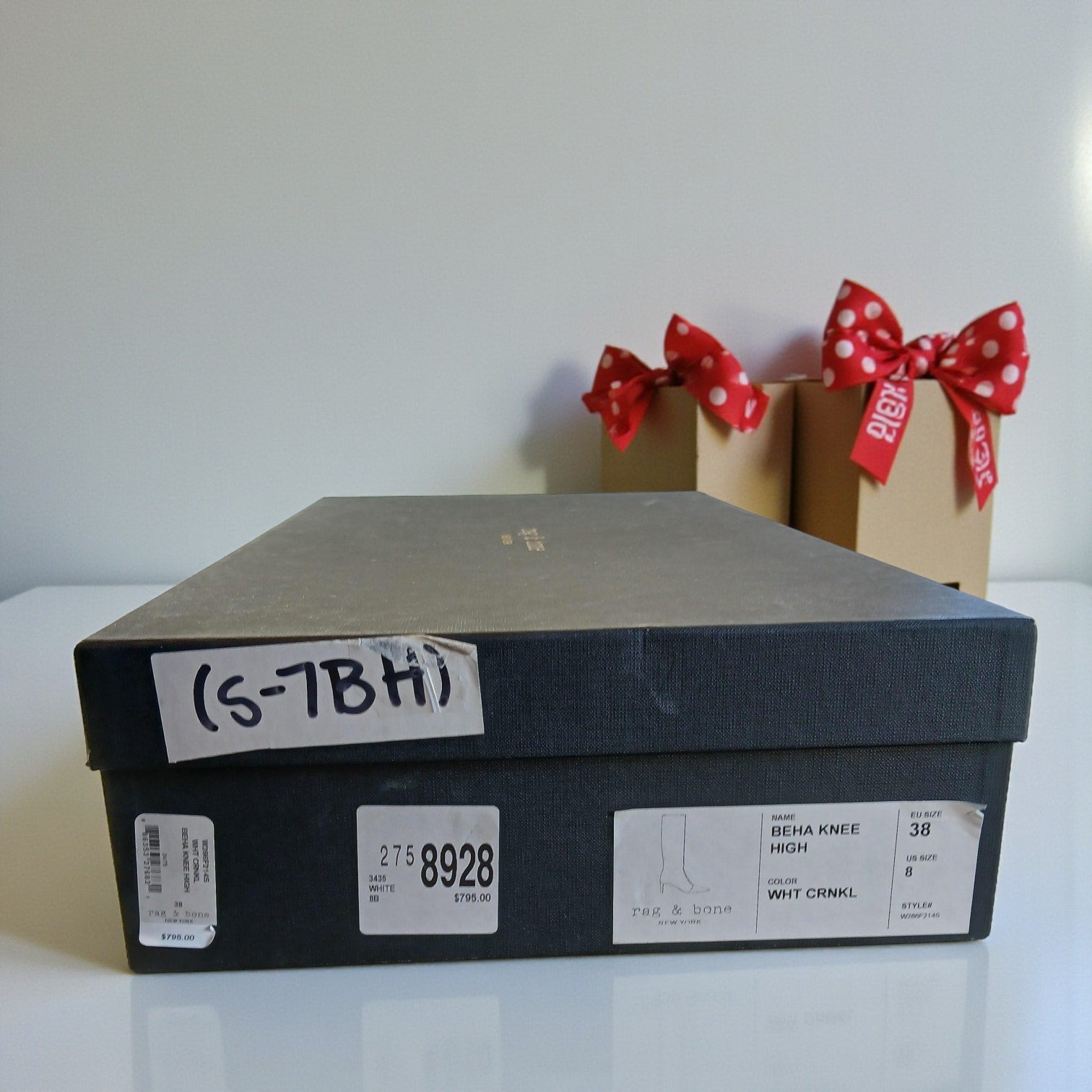 Rag & Bone BEHA Knee High White Crinkle Boots Size: 8 - NIB
