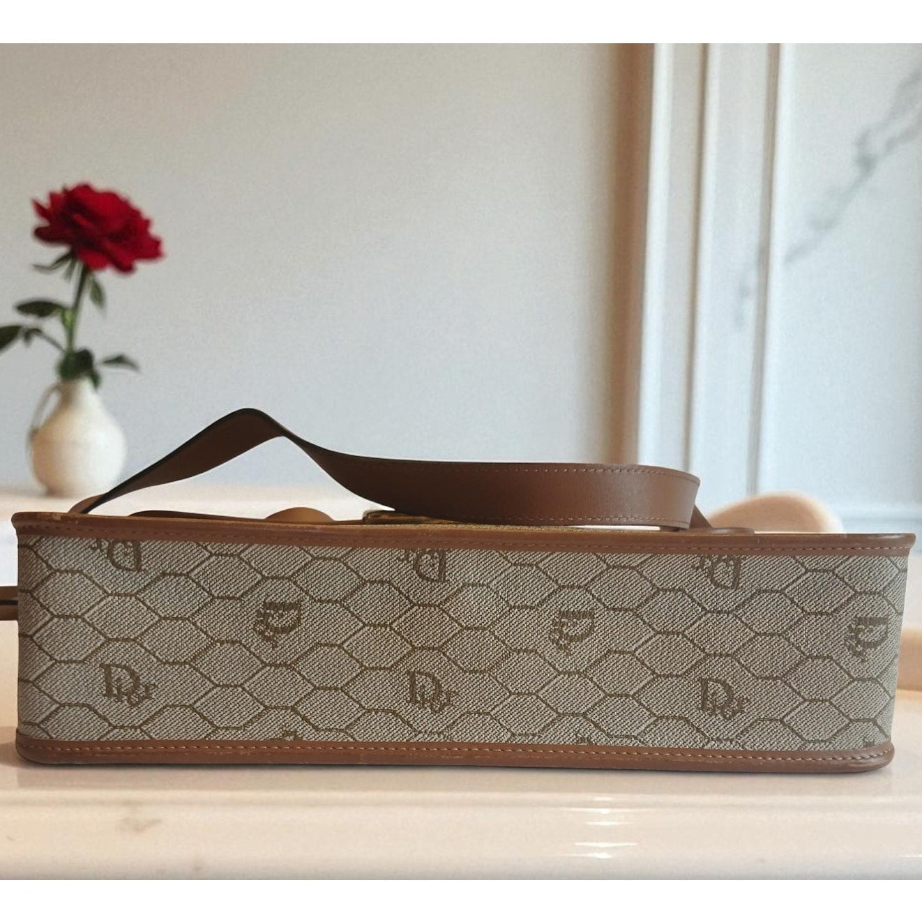 Christian Dior - Beige Honeycomb Crossbody Bag