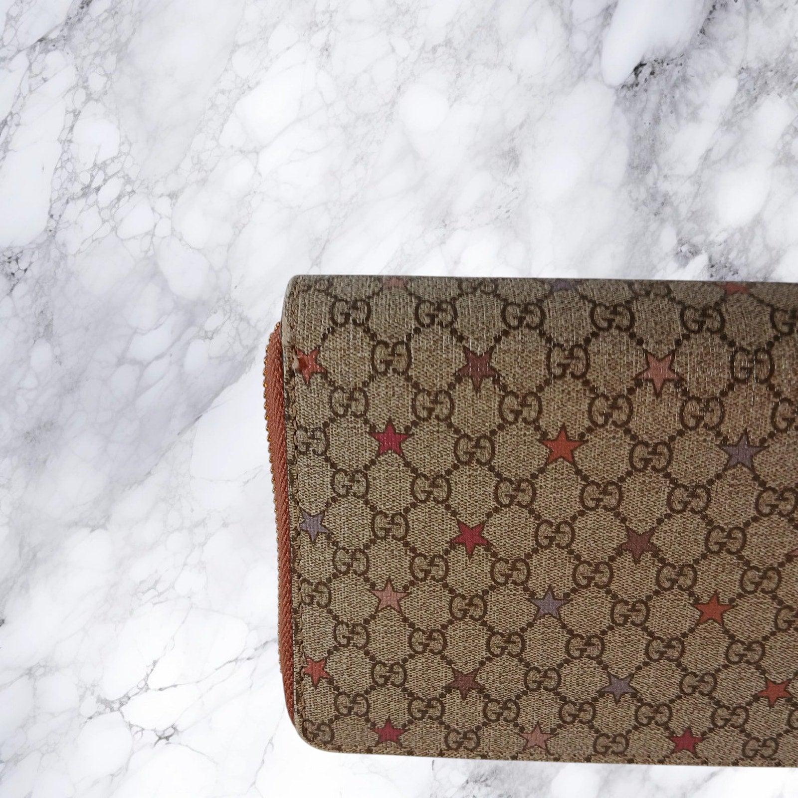 Gucci Micro GG Star Supreme Coated Canvas Zip Around Wallet
