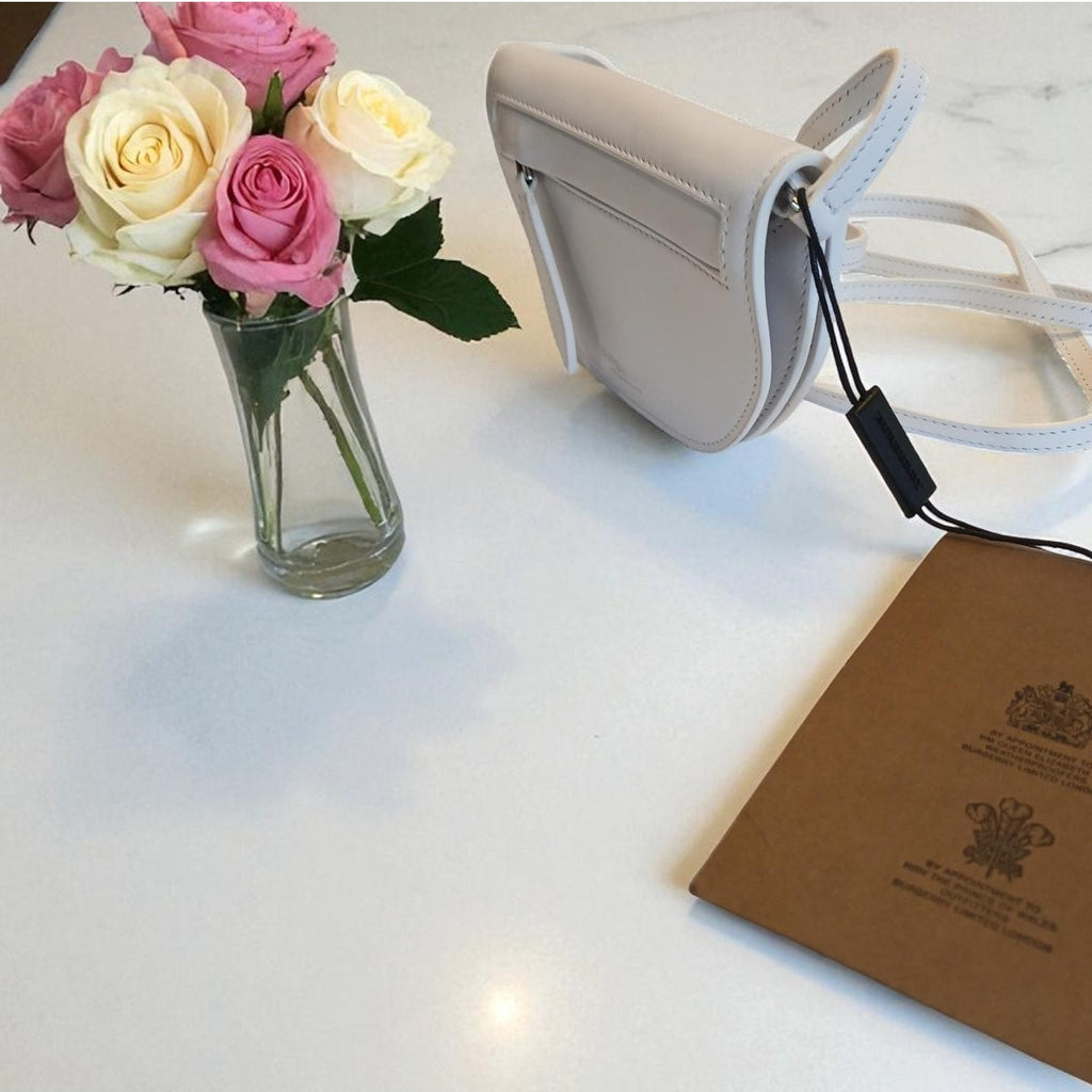 New - Burberry Olympia Micro Mini Leather Shoulder Bag Optic White