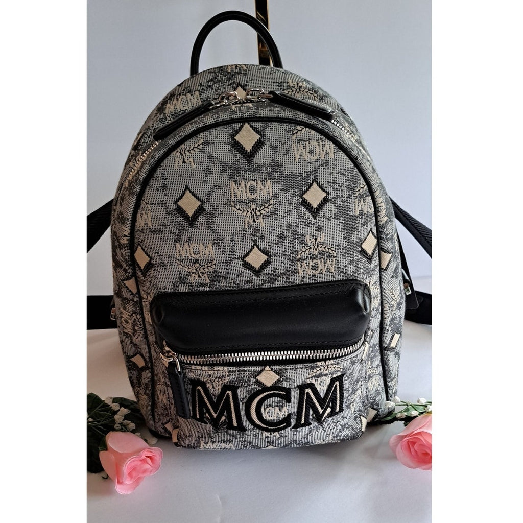 NWT - AUTH MCM Vintage Jacquard Monogram Logo Jacquard Backpack Mini