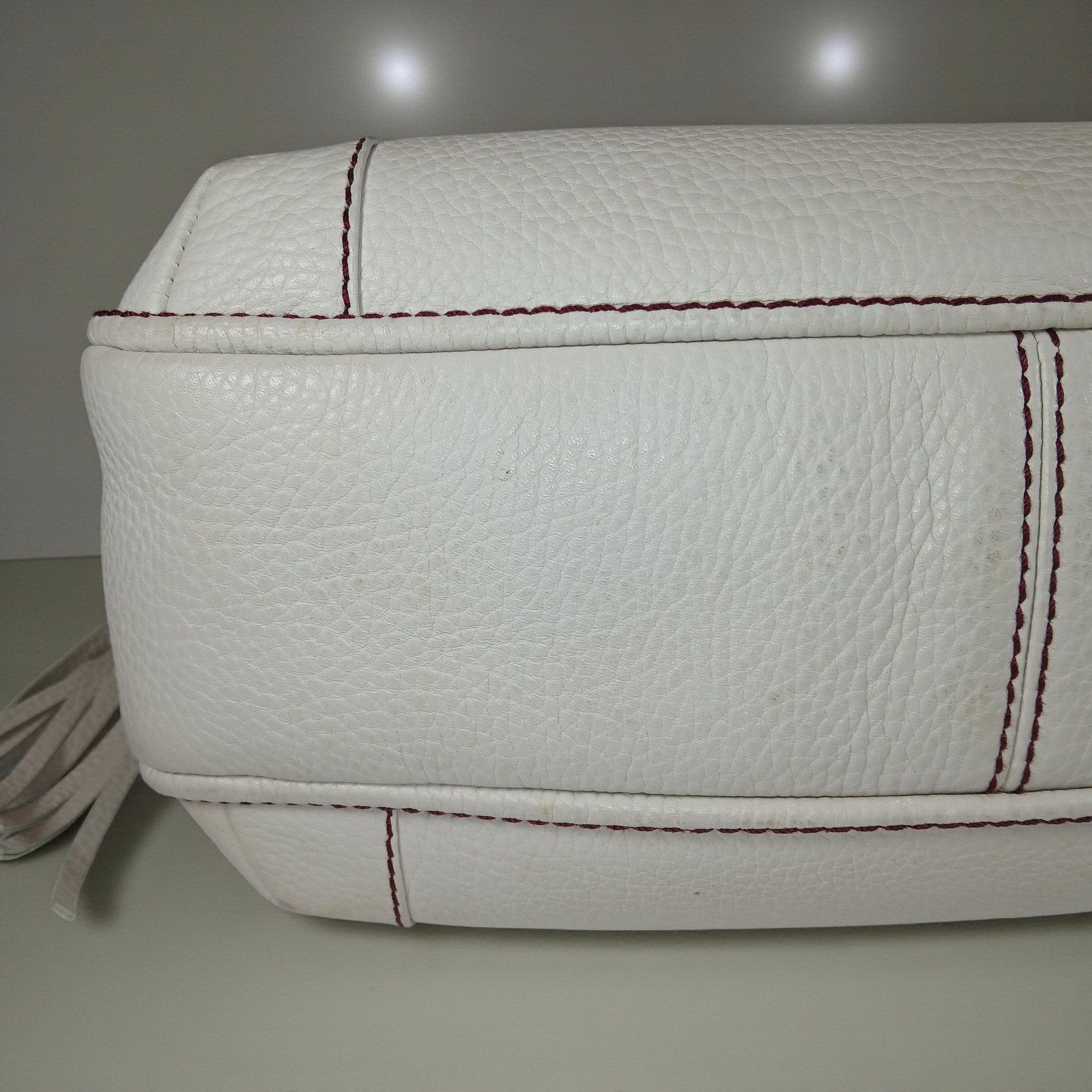 Chanel Logo Fringe White Caviar Leather Hobo Shoulder/Hand Bag