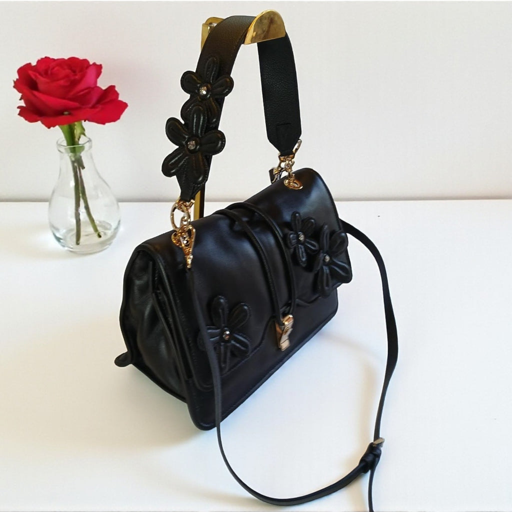 NWT MCM Limited Collection Medium Floral Appliqué Leather Shoulder/Crossbody Bag