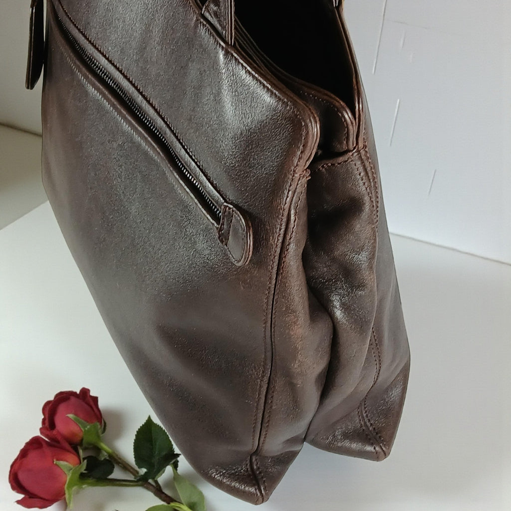 CHANEL Brown Coco Mark Lambskin Leather Tote Business Bag
