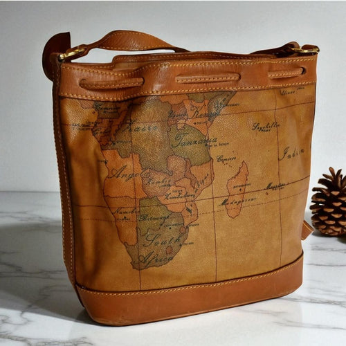 Authentic Alviero Martini Classe World Map Bucket Bag