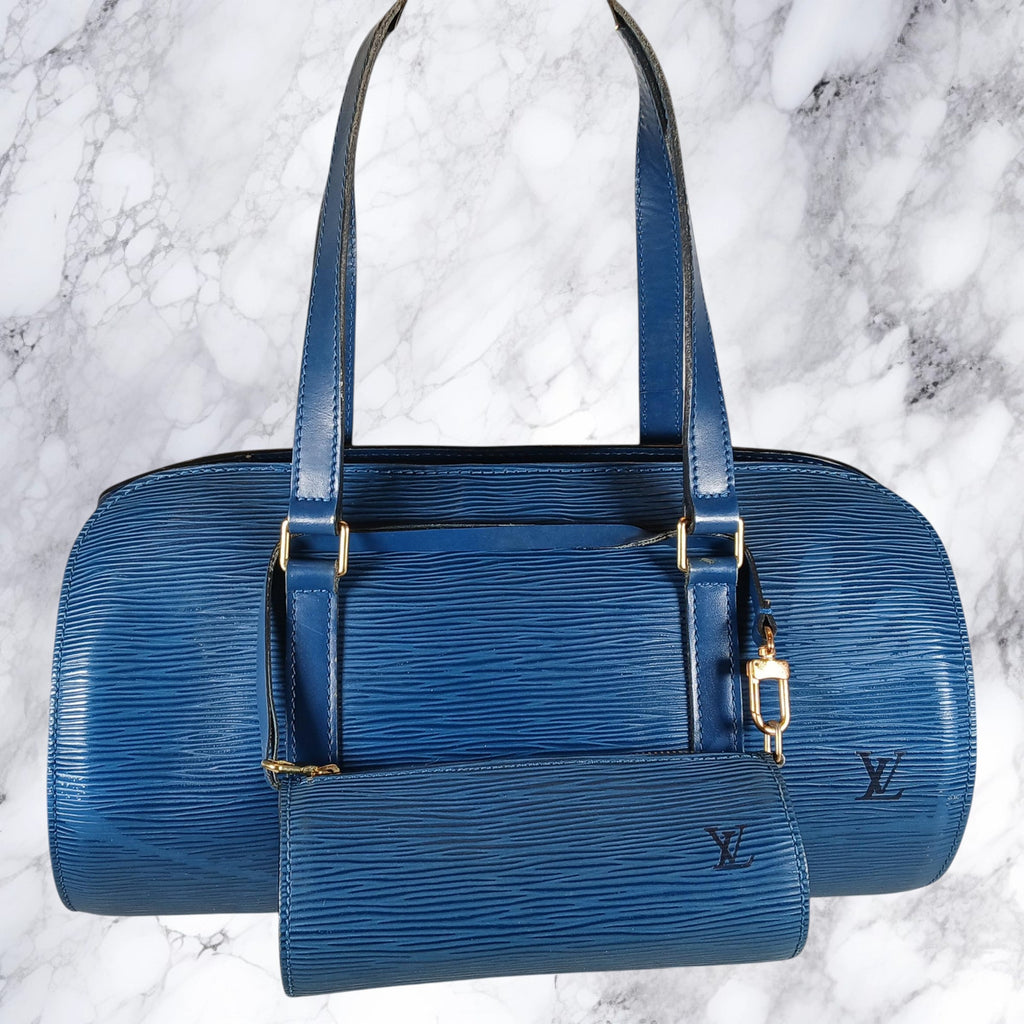 Louis Vuitton Soufflot Mother-&-Child Epi Leather Vintage Barrel Bag Toledo Blue