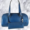 Louis Vuitton Soufflot Mother-&-Child Epi Leather Vintage Barrel Bag Toledo Blue