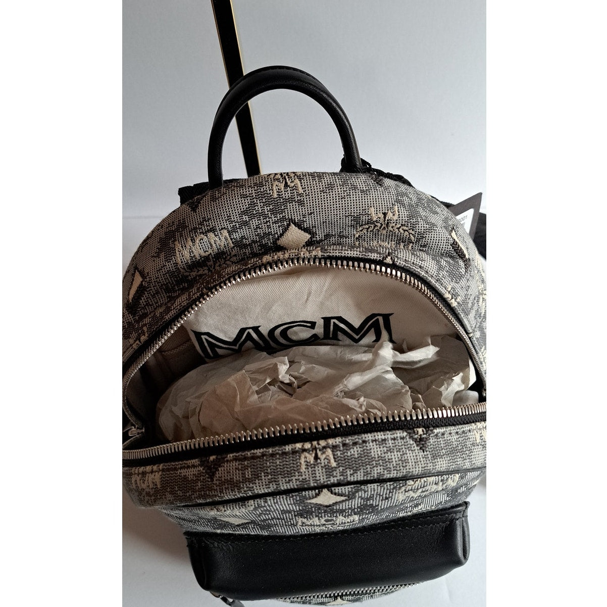 NWT - AUTH MCM Vintage Jacquard Monogram Logo Jacquard Backpack Mini