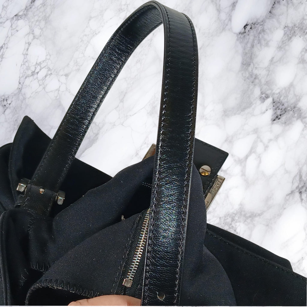Fendi Mamma Black Neoprene Baguette Vintage Shoulder Bag