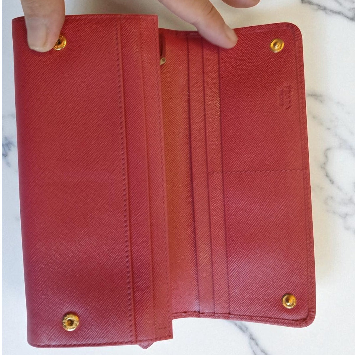 Prada Saffiano Leather Pink Wallet on a Chain Crossbody