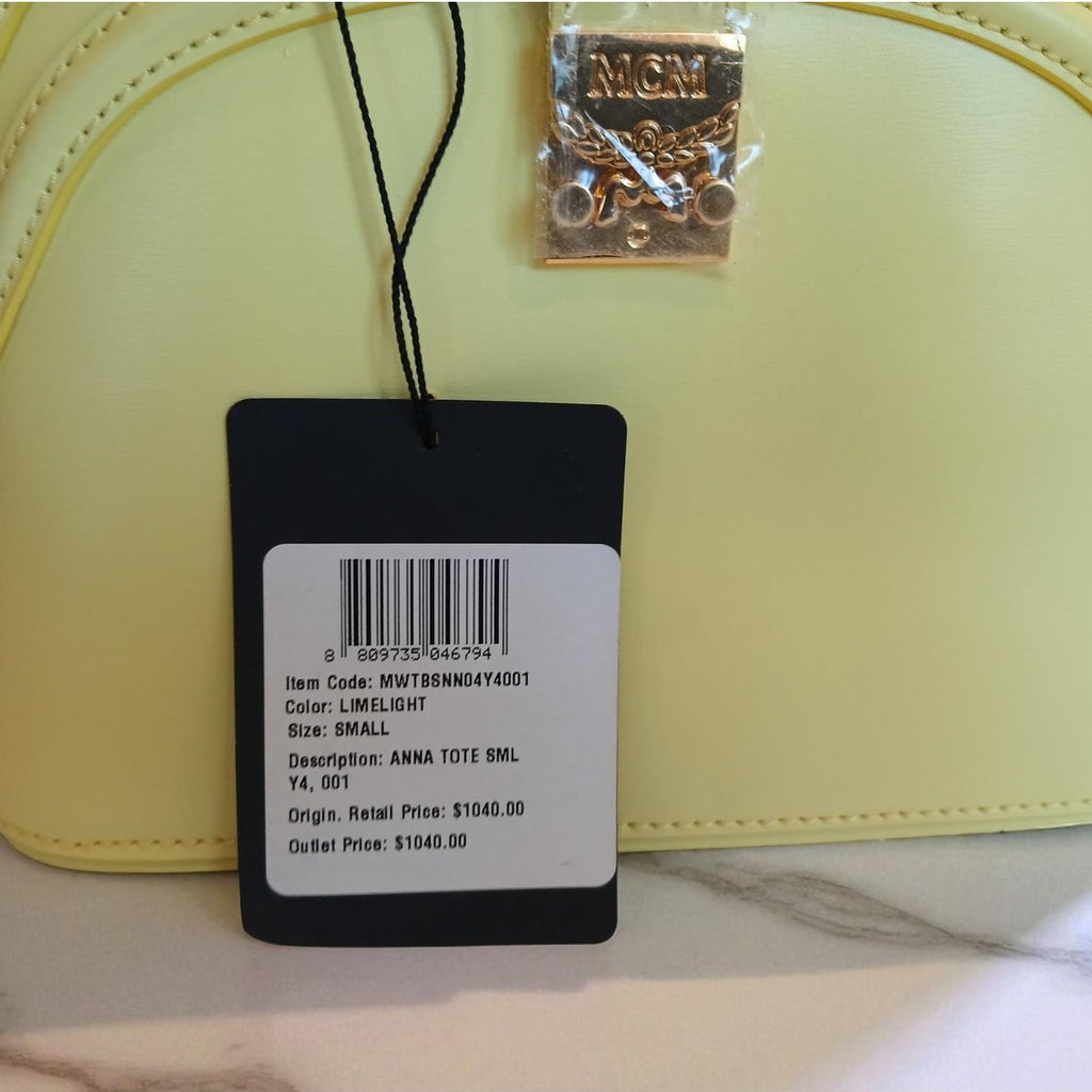 NWT - MCM Small Authentic Anna Leather Tote in Yellow