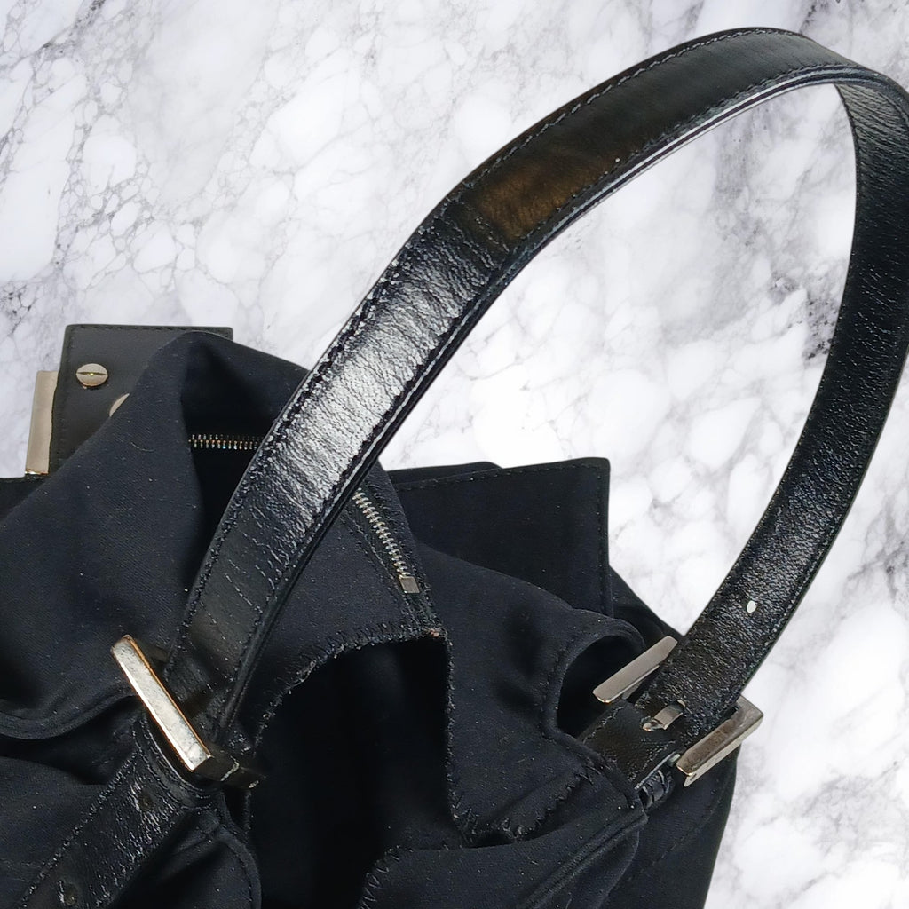 Fendi Mamma Black Neoprene Baguette Vintage Shoulder Bag
