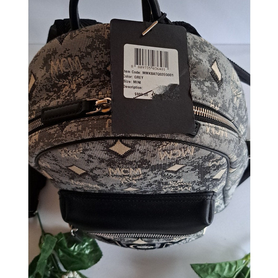 NWT - AUTH MCM Vintage Jacquard Monogram Logo Jacquard Backpack Mini