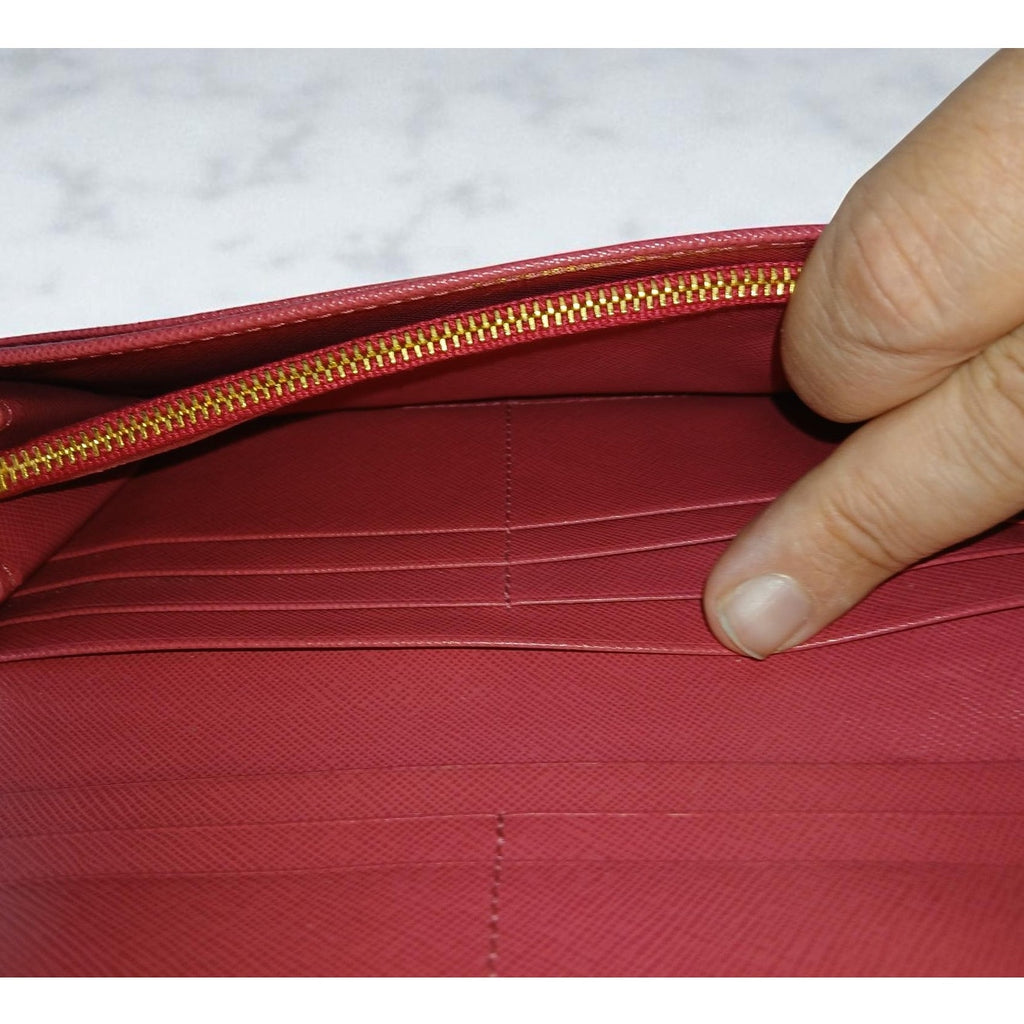 Prada Saffiano Leather Pink Wallet on a Chain Crossbody