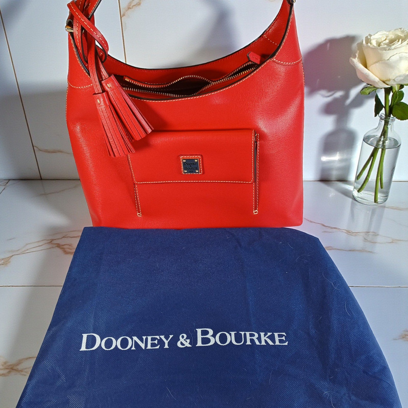 Dooney & Bourke Red Saffiano Leather Hobo Bag w/ Dust Bag NWT