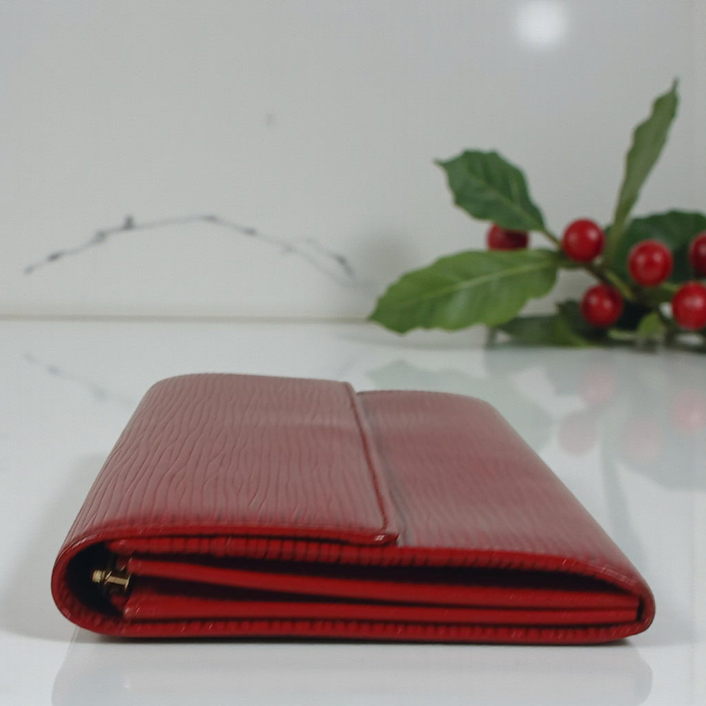 Louis Vuitton Red Epi Leather Sarah Long Wallet - Date code: CA1915