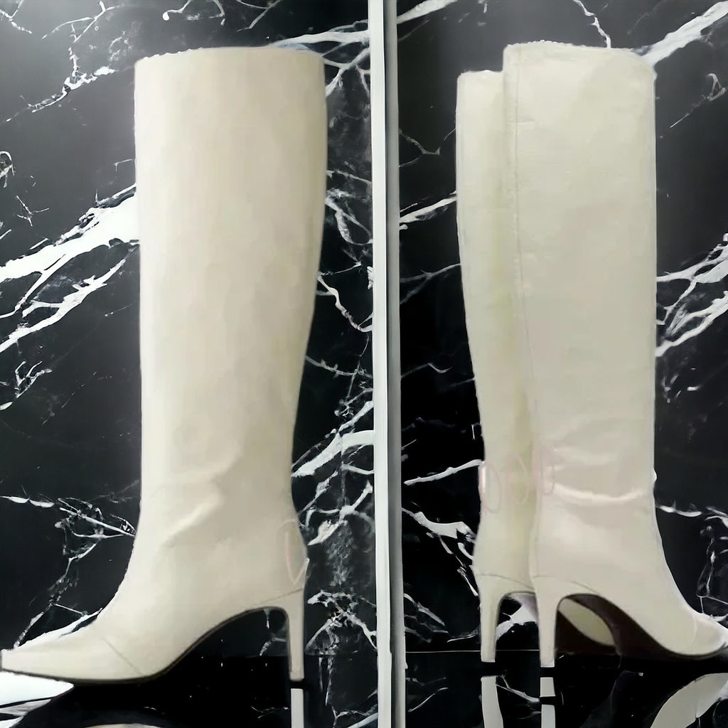 Rag & Bone BEHA Knee High White Crinkle Boots Size: 8 - NIB