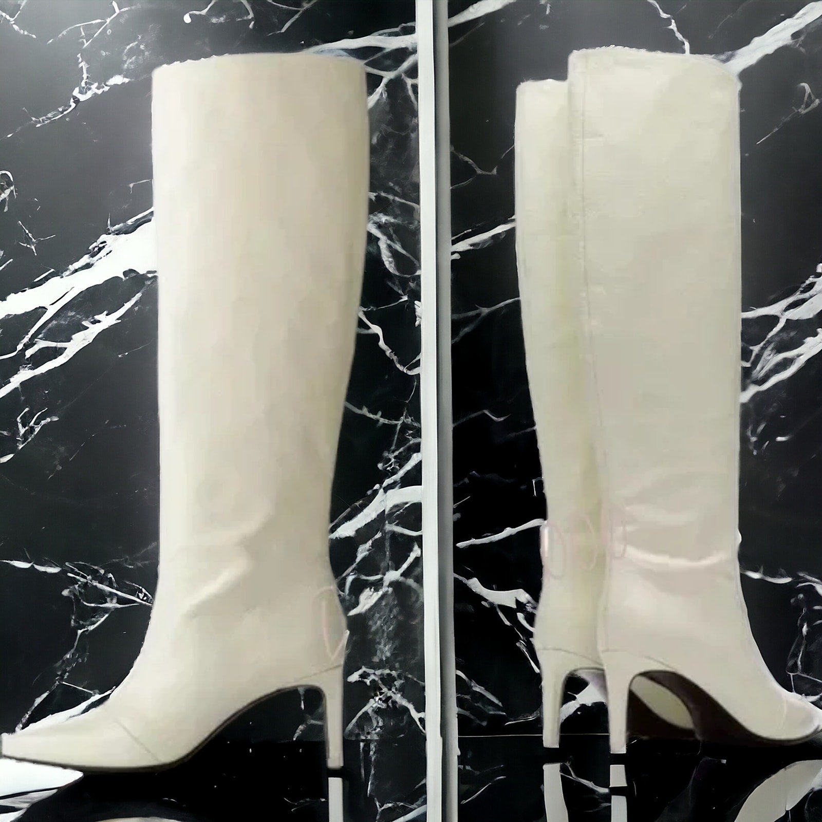 Rag & Bone BEHA Knee High White Crinkle Boots Size: 8 - NIB