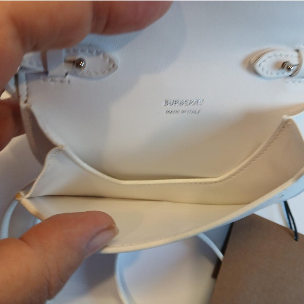 New - Burberry Olympia Micro Mini Leather Shoulder Bag Optic White