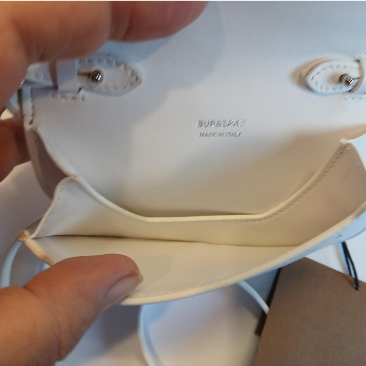 New - Burberry Olympia Micro Mini Leather Shoulder Bag Optic White