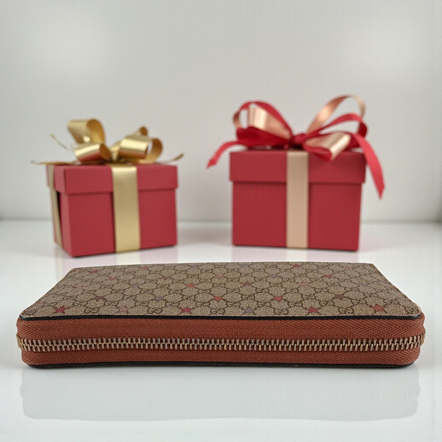 Gucci Micro GG Star Supreme Coated Canvas Zip Around Wallet