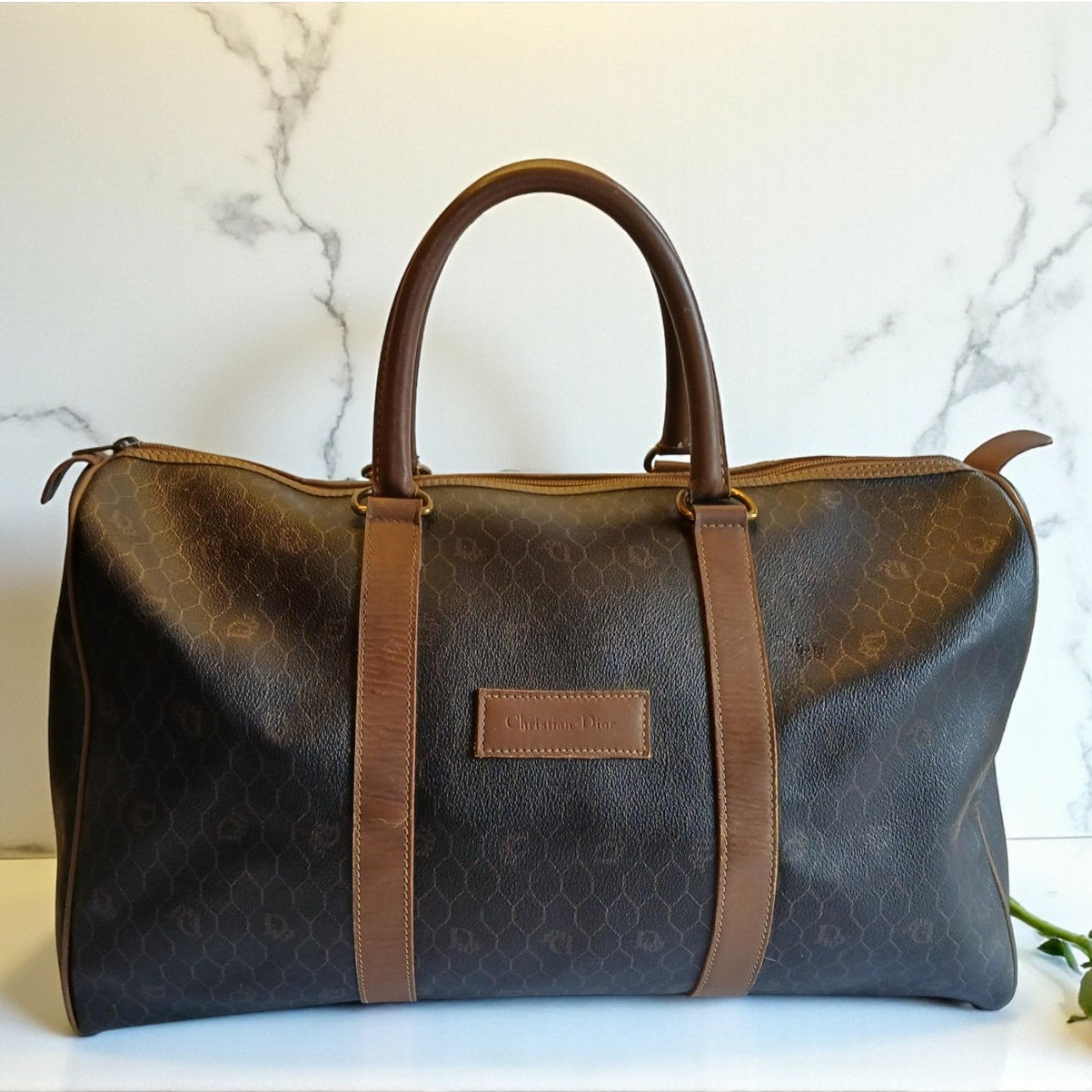 Christian Dior Honeycomb Boston Medium Travel Bag