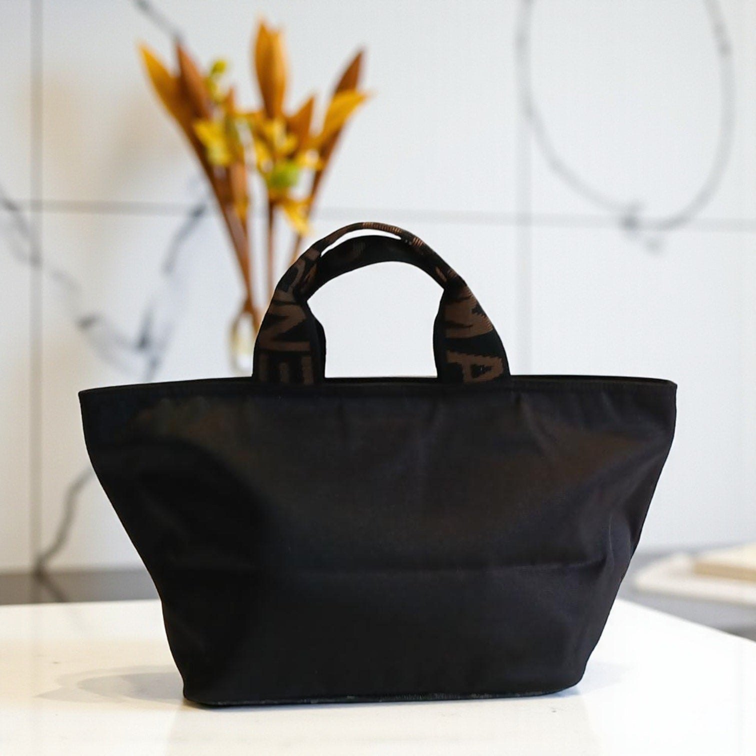 Fendi Mini Roma Black Canvas Tote Bag Vintage