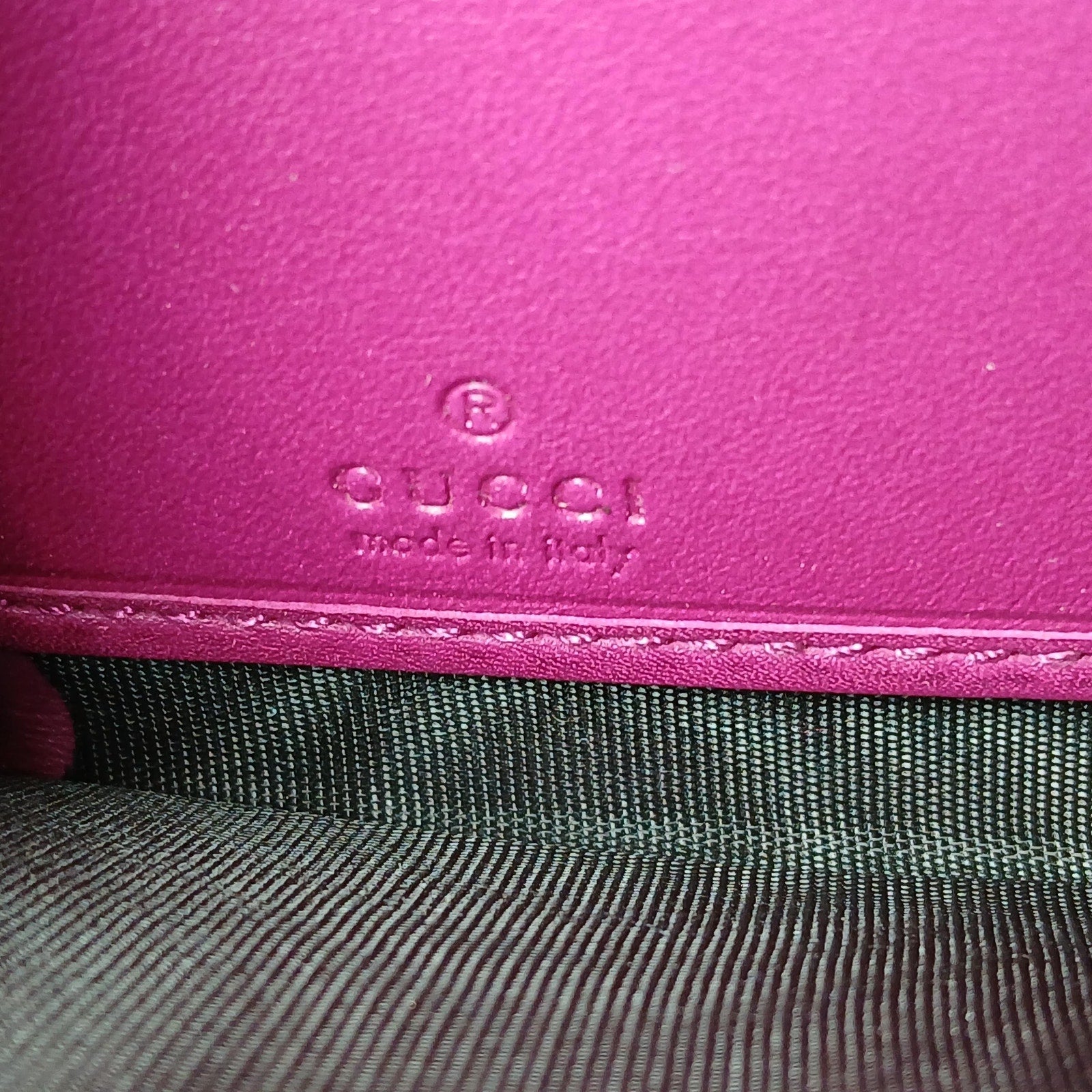 Gucci Shima GG Belted Zip Around Pink Enamel Leather Micro Long Wallet