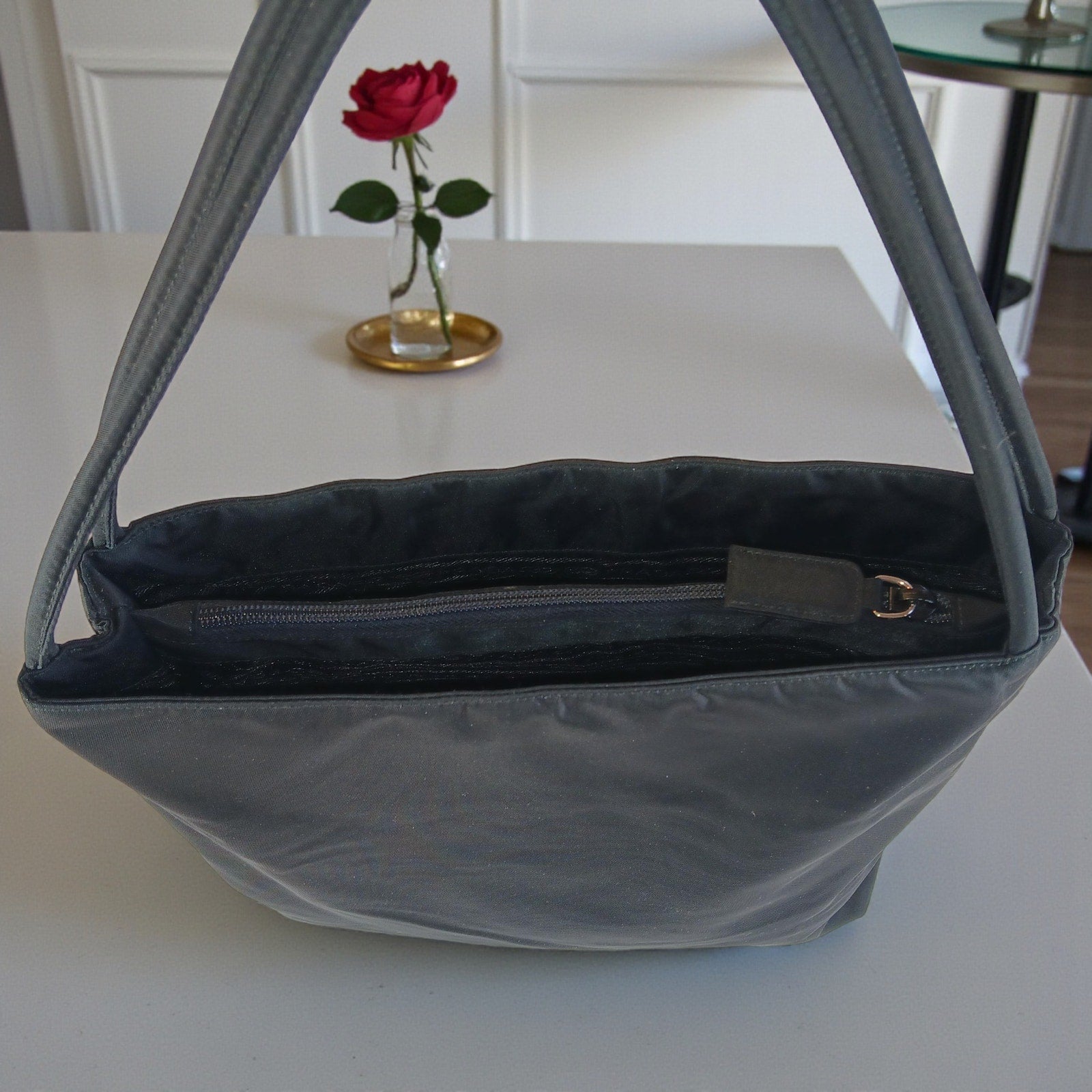 Prada Nylon Tessuto Triangle Logo Tote Bag Black