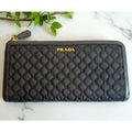 Prada Tessuto Nylon Quilted Zip Around Wallet in Black