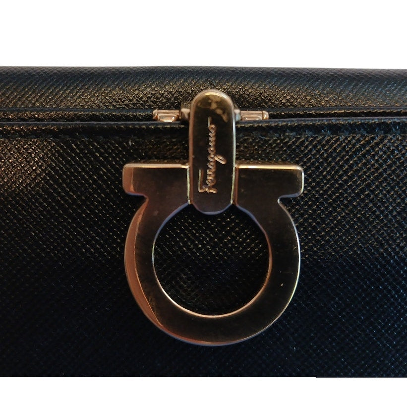 Salvatore Ferragamo Black Leather Bifold Wallet