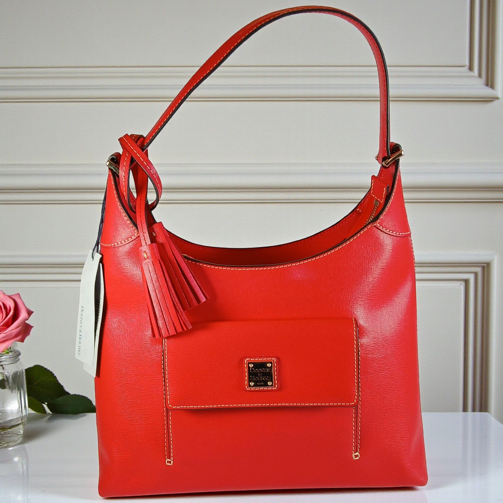 Dooney & Bourke Red Saffiano Leather Hobo Bag w/ Dust Bag NWT