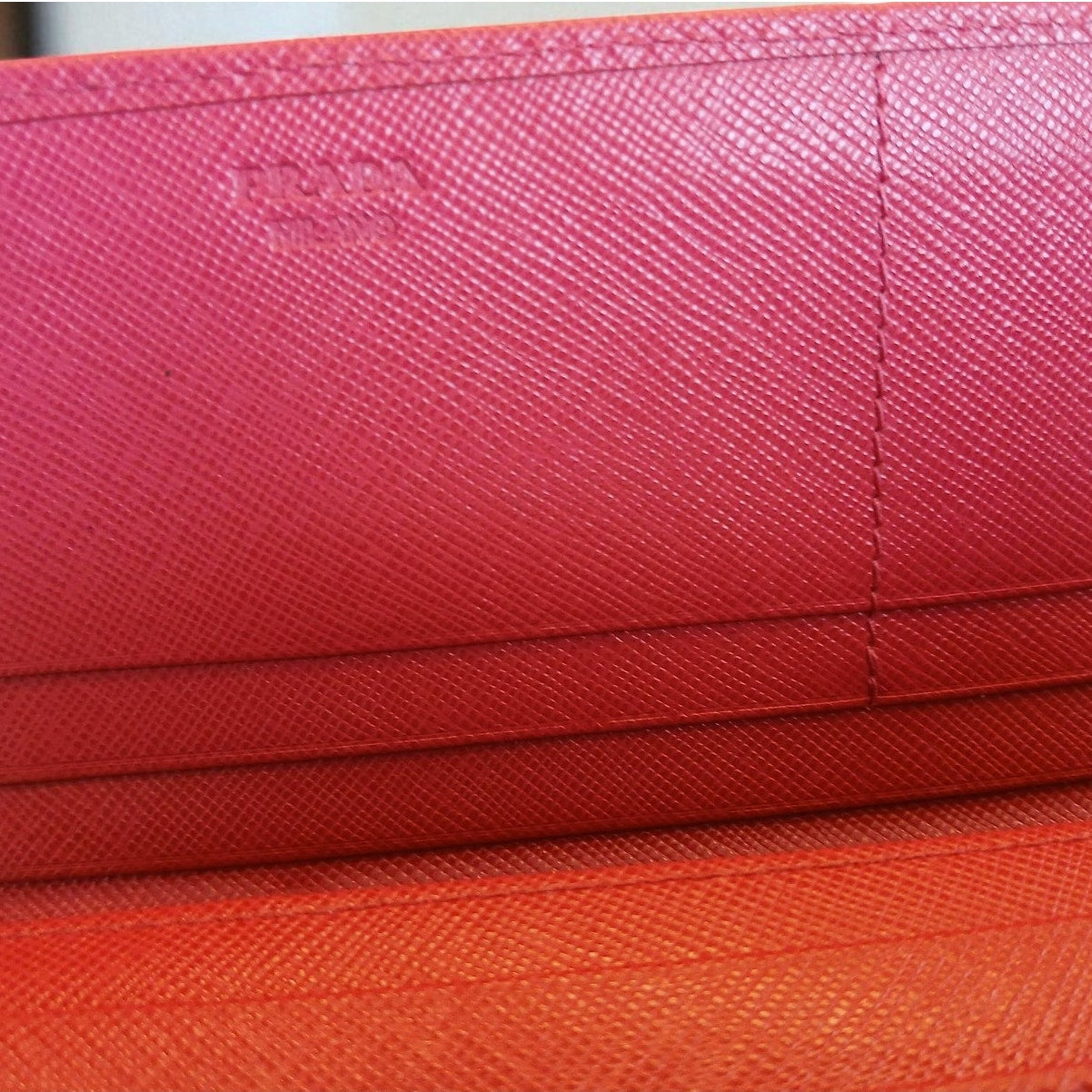 Prada Saffiano Leather Pink Wallet on a Chain Crossbody