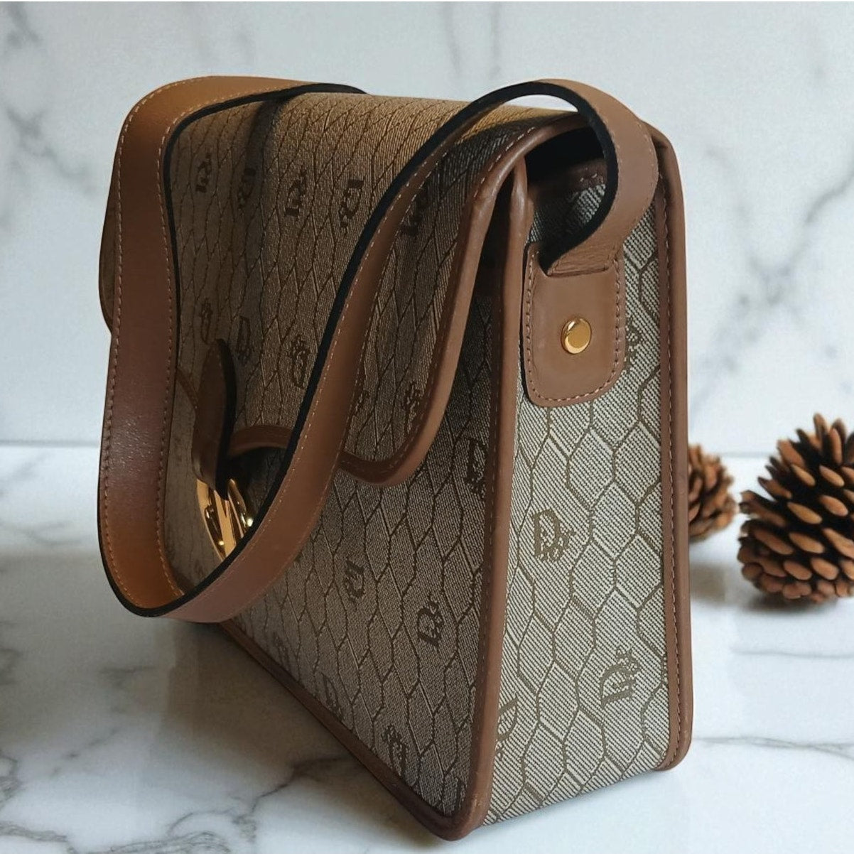 Christian Dior - Beige Honeycomb Crossbody Bag