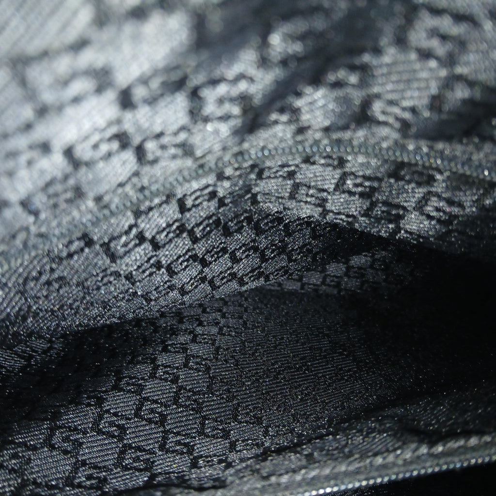 GUCCI Vintage Brown Canvas Tote Bag with Patent Leather Trim, Front Pocket