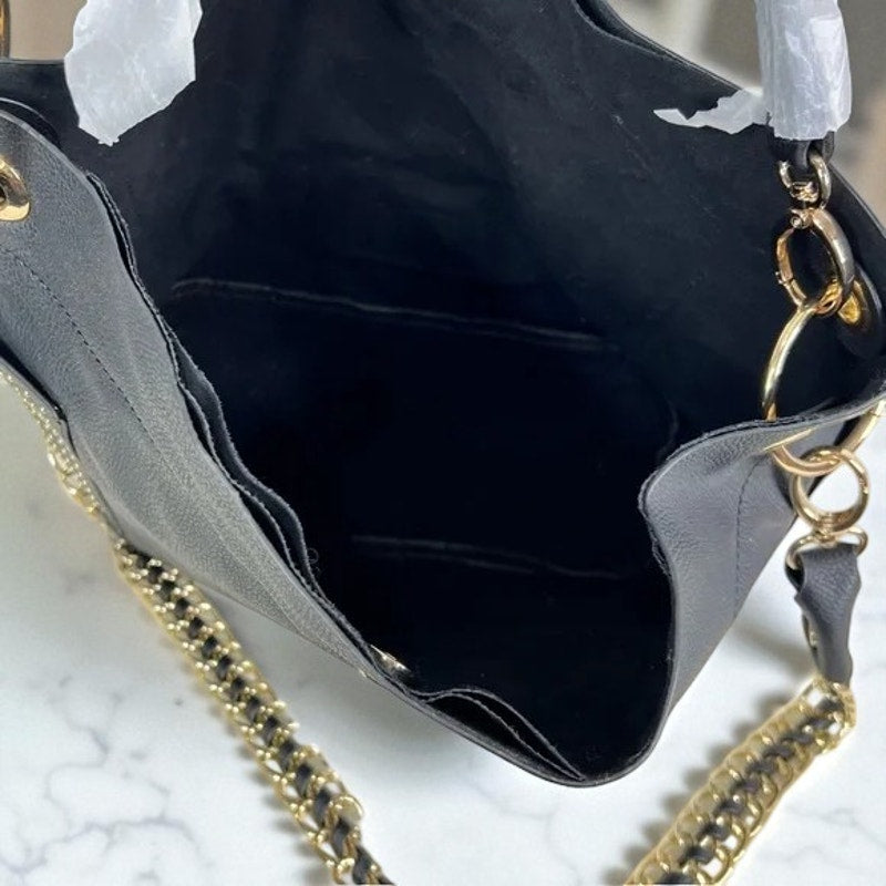 NWOT - Marc New York by Andrew Marc Black Faux Leather Gold Studded Shoulder Bag
