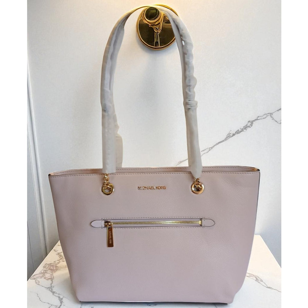 Michael Kors Jet Set Medium Leather Front Zip Chain Tote Powder Blush NWT
