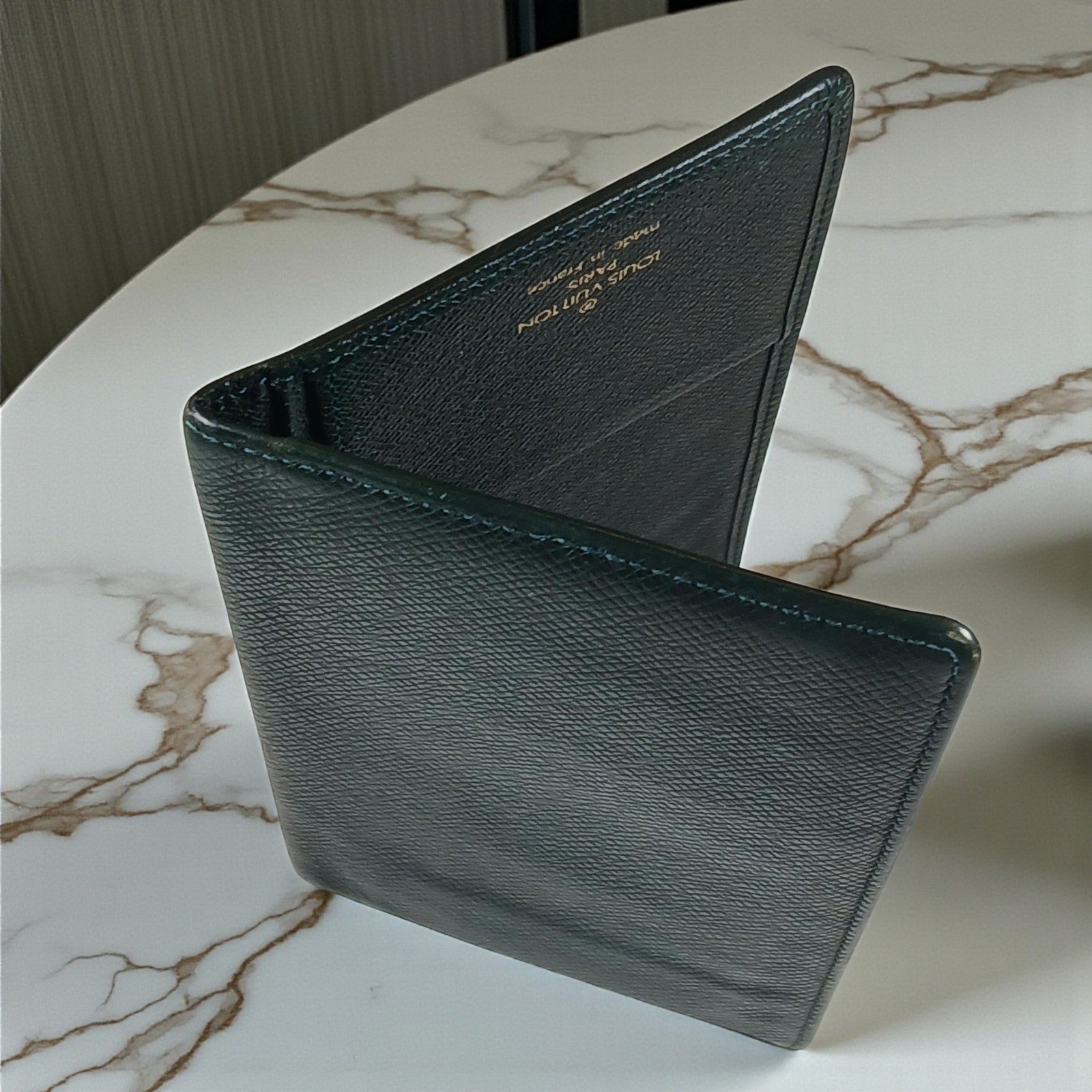 Louis Vuitton Rare Vintage Green Taiga Leather Long Wallet