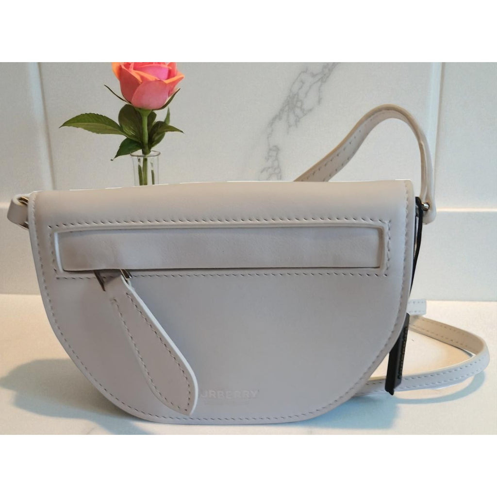 New - Burberry Olympia Micro Mini Leather Shoulder Bag Optic White