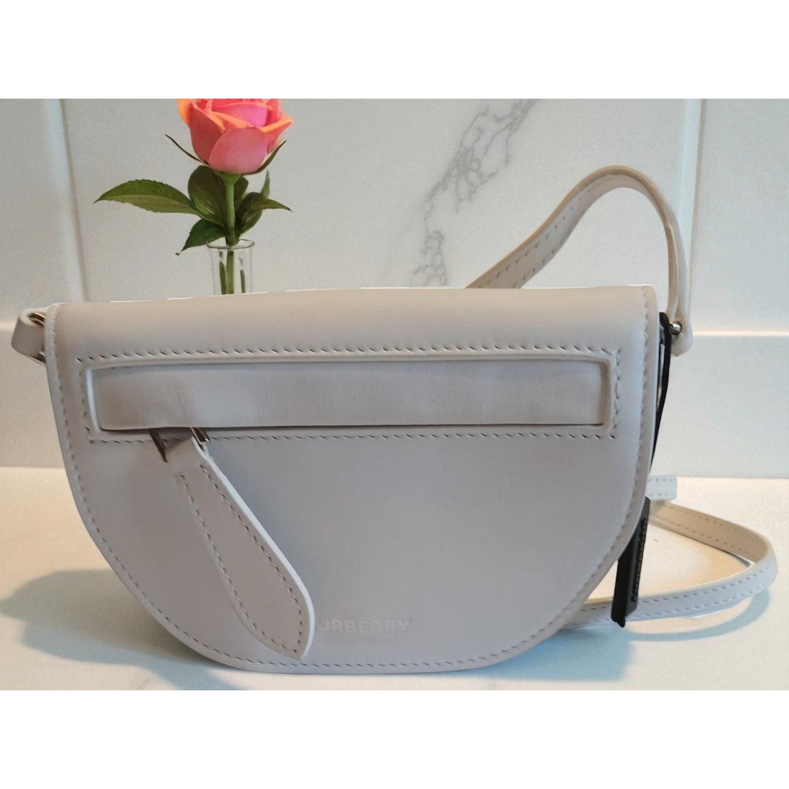 New - Burberry Olympia Micro Mini Leather Shoulder Bag Optic White