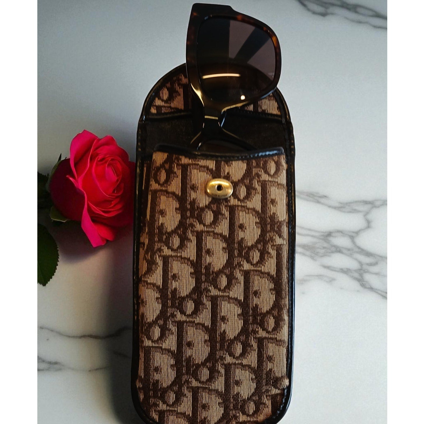 Christian Dior - Lady Dior Vintage Eyeglass Case in Brown & Tan