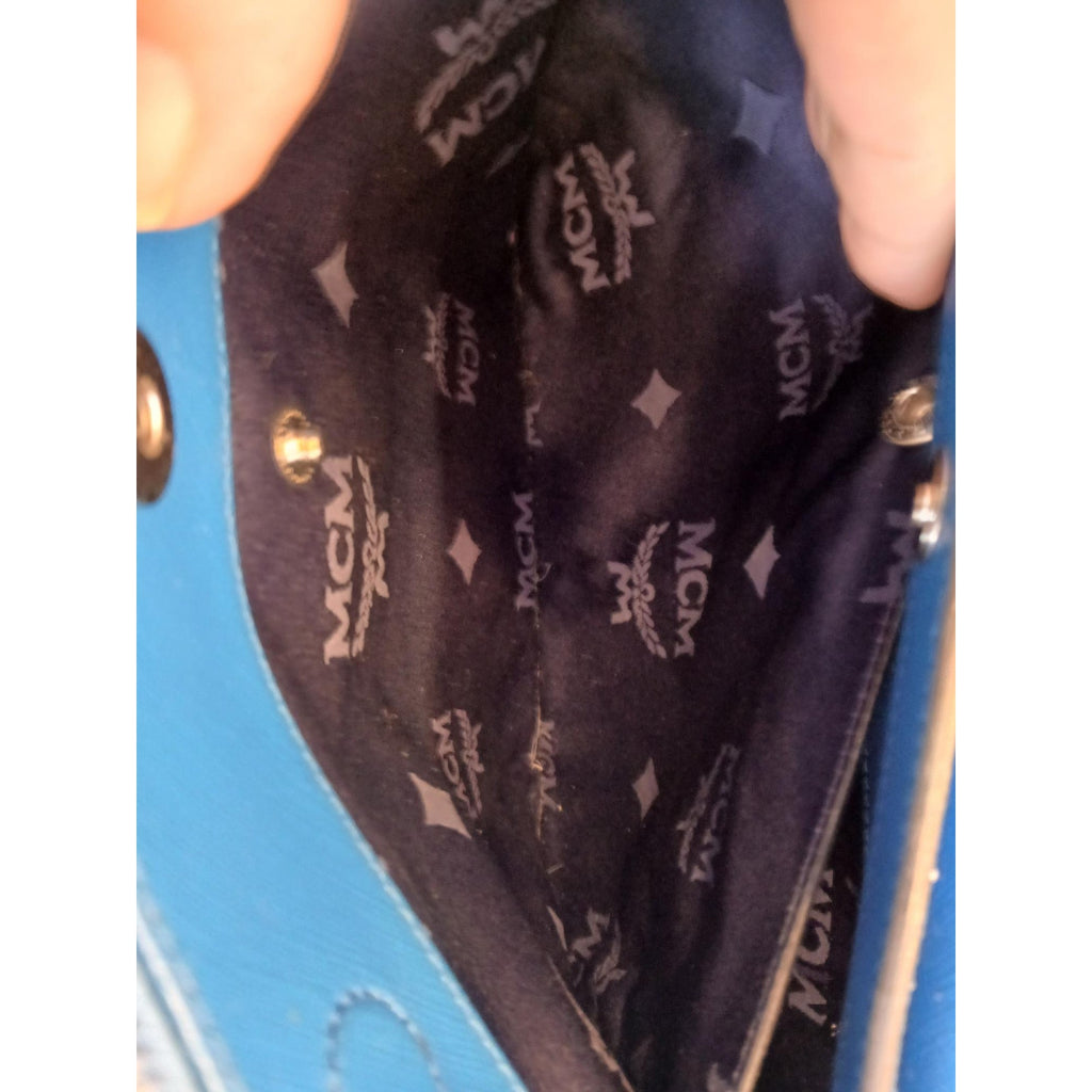 MCM Saffiano Leather Handbag Two-Tone Blue