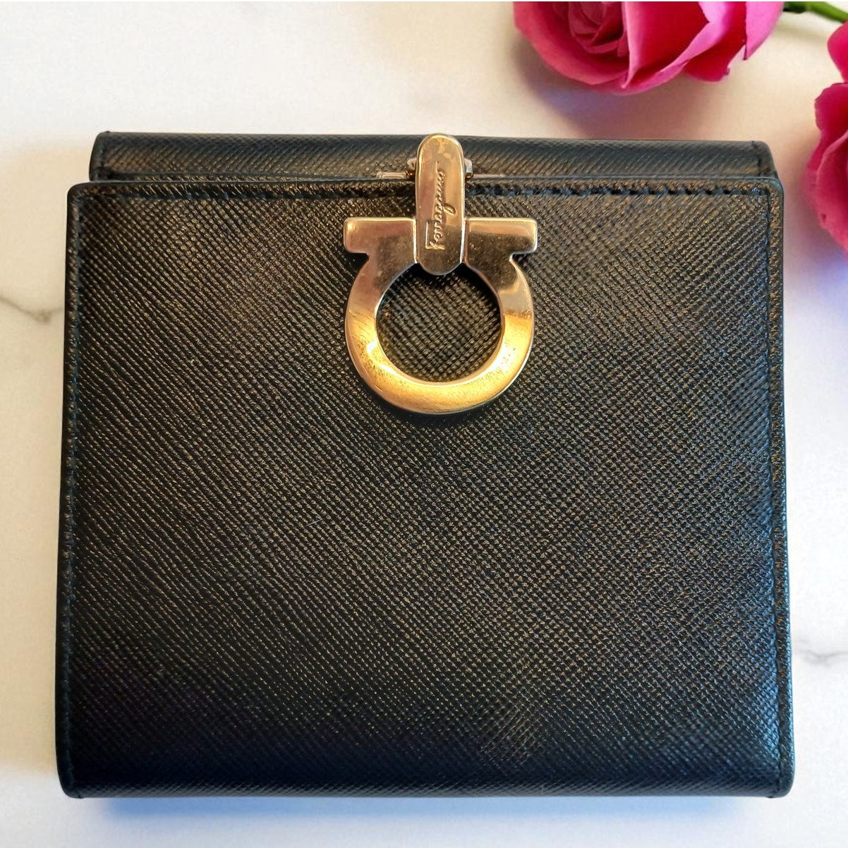 Salvatore Ferragamo Black Leather Bifold Wallet
