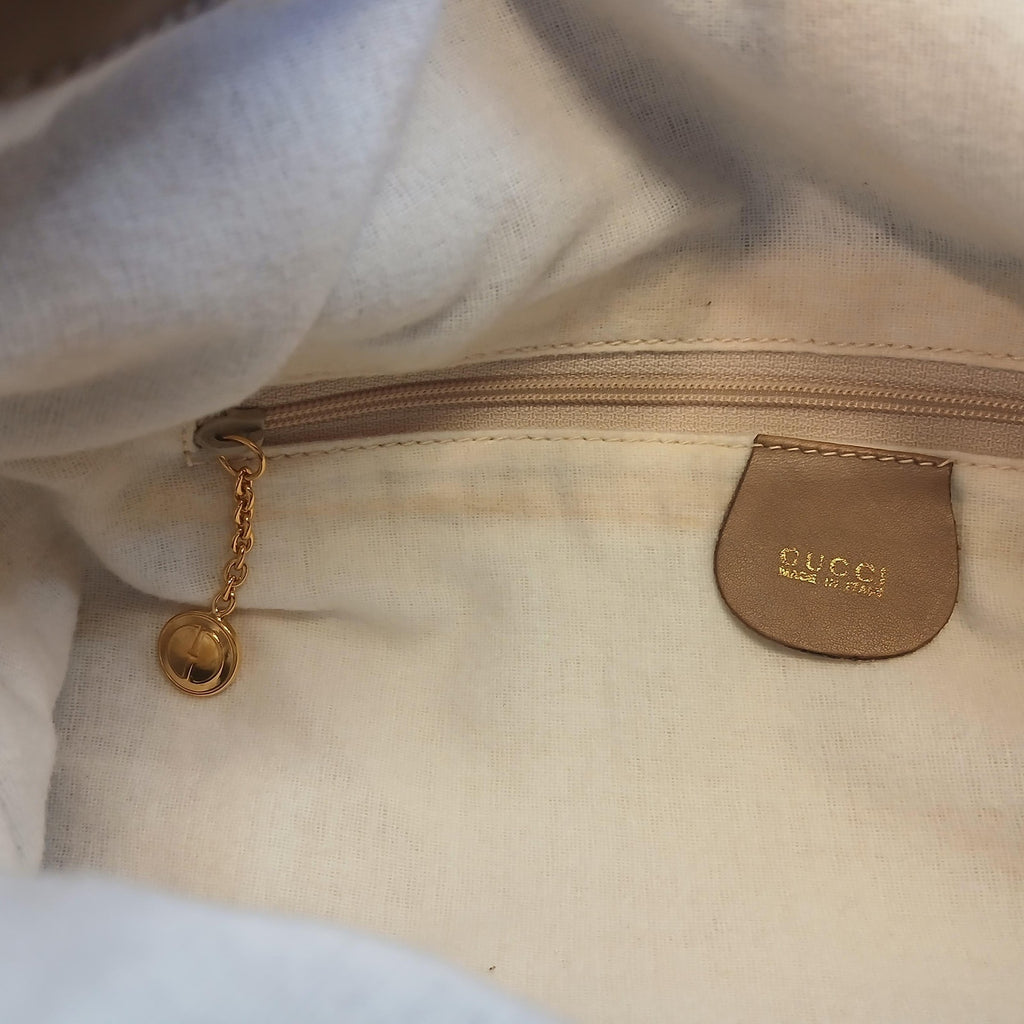 GUCCI Bamboo Shoulder/Hand Bag Leather Brown Gold