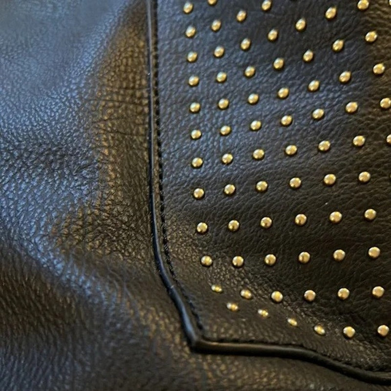 NWOT - Marc New York by Andrew Marc Black Faux Leather Gold Studded Shoulder Bag