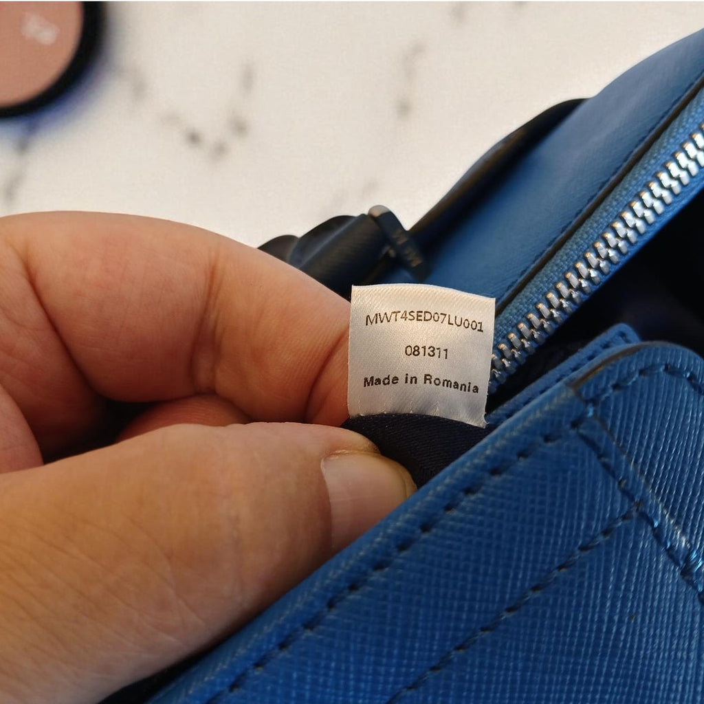 MCM Saffiano Leather Handbag Two-Tone Blue