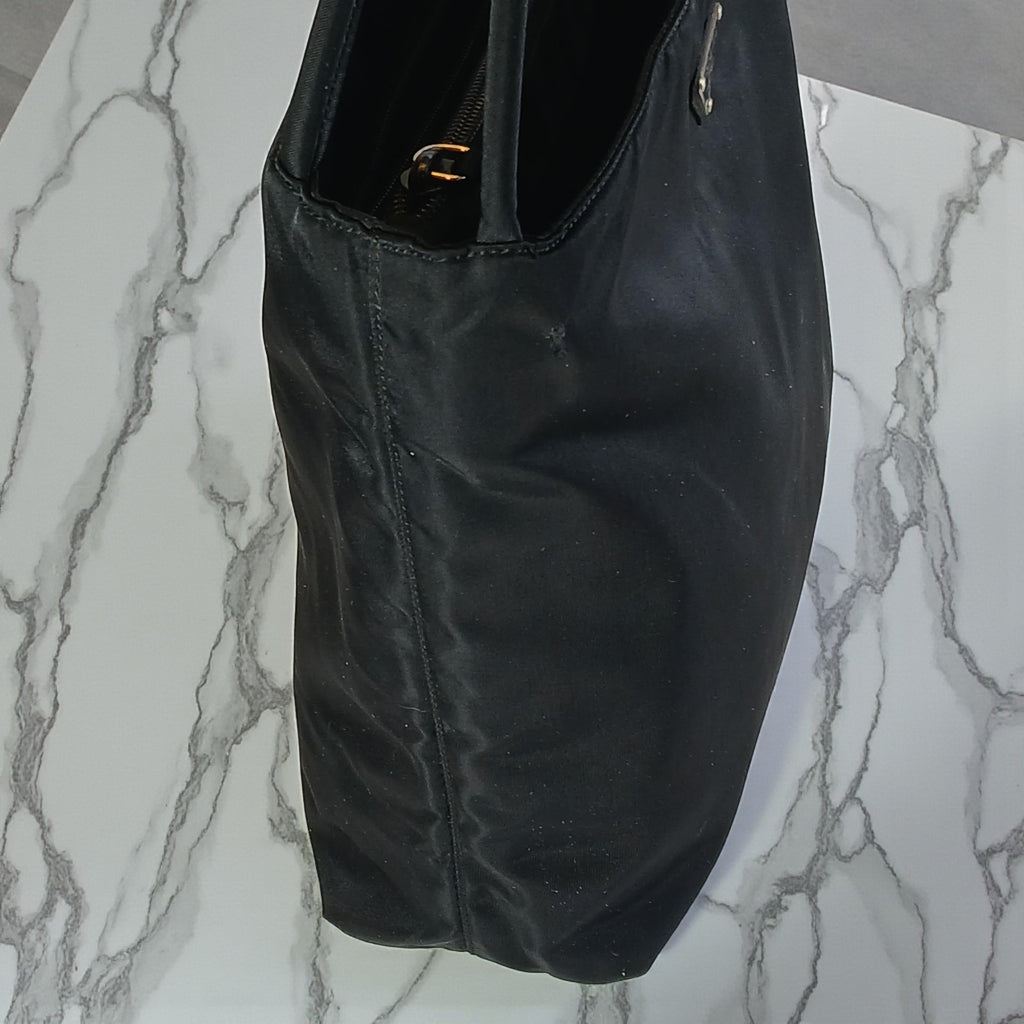 Prada Nylon Tessuto Triangle Logo Tote Bag Black